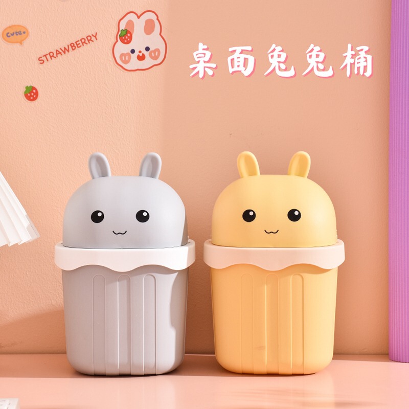 Desktop trash can Mini cute sundries bucket with lid creative coffee table table lazy female Small size household trash can
