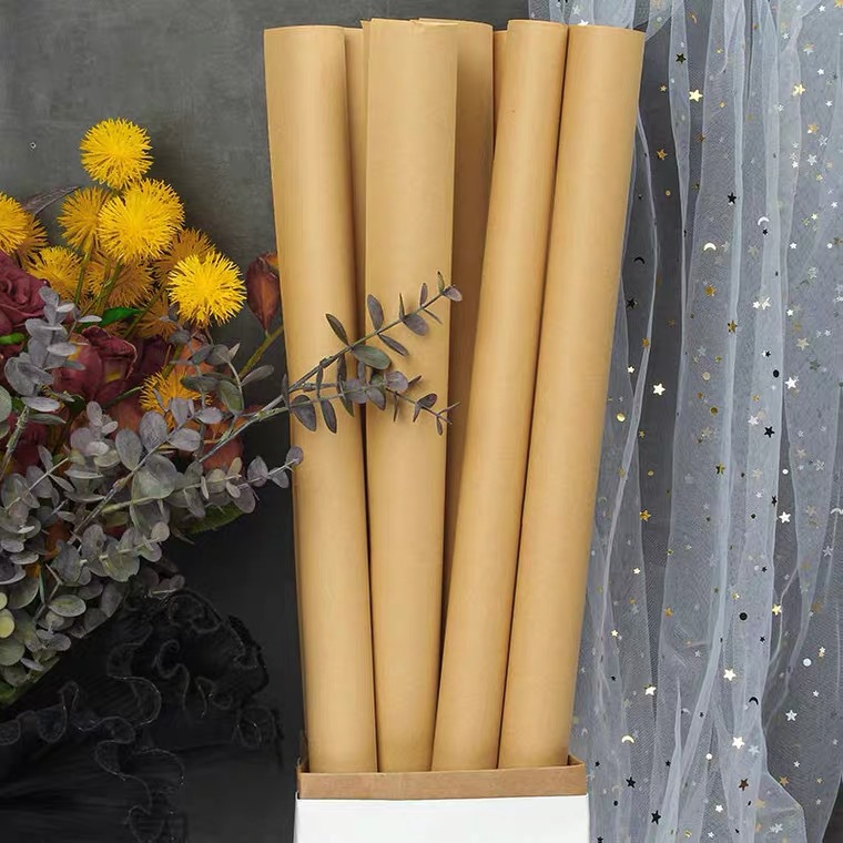 Color sólido de gran tamaño papel Kraft vintage periódico inglés ramo fresco caja de regalo papel de embalaje de flores