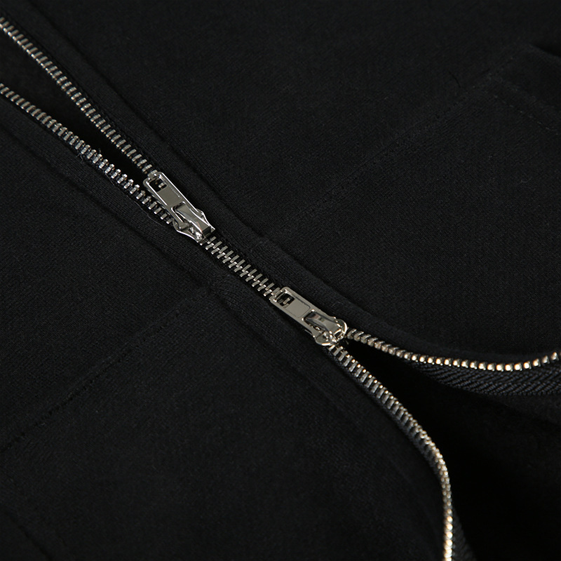 Street Retro Hooded Furry Splicing Coat Winter Slim Fit Warm Double Headed Zipper Cardigan Sweatshirt