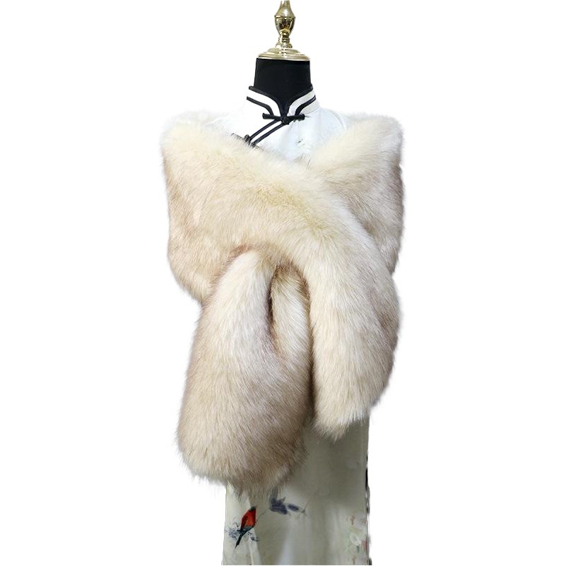 Autumn and Winter Cheongsam Shawl Accessories Warm Faux Fur Scarf for Stage Performance Women's Waistcoat Plush Widened Shawl