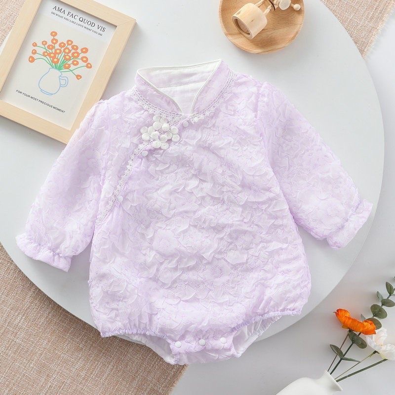 Ropa de verano para bebés recién nacidos, ropa de verano para bebés recién nacidos, ropa de cien días, mamelucos cheongsam para niñas, mamelucos de luna llena