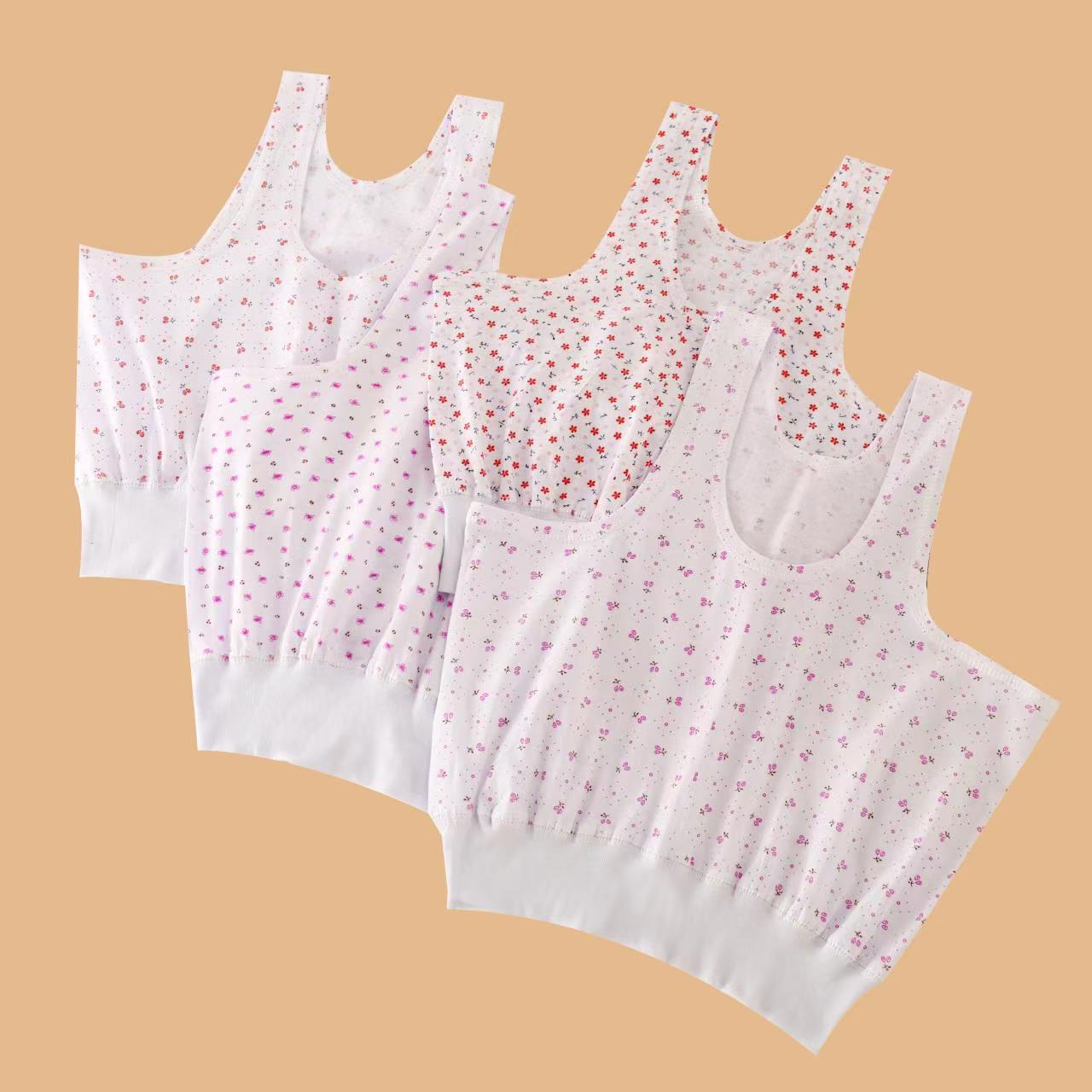 中老年人背心老人无袖夏季汗衫薄款打底纯棉宽松全棉内衣妈妈碎花