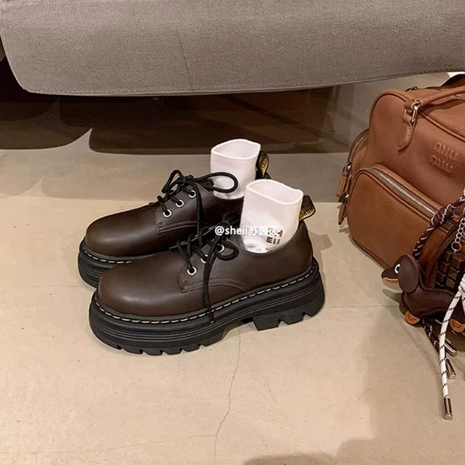 Ботинки Martens, на высокой платформе pony, обувь для отдыха, кожаная обувь, туфли из натуральной кожи