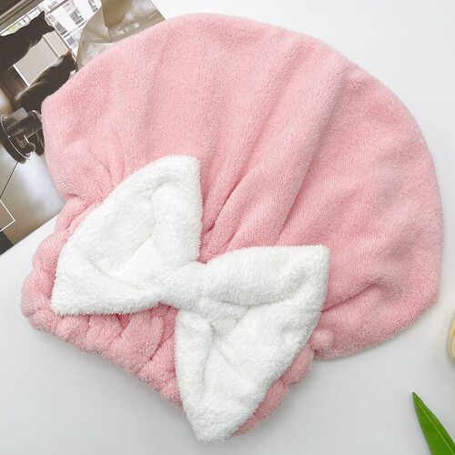 Coral velvet shower cap dry hair cap for women wholesale cute microfiber water-absorbent quick-drying double-layer thickened head dry hair towel