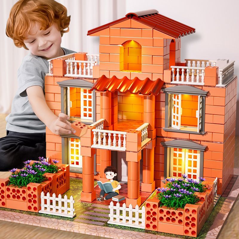 Building a house with wall toys kids mason mini brick block diy brick architect 3 years old children build a house