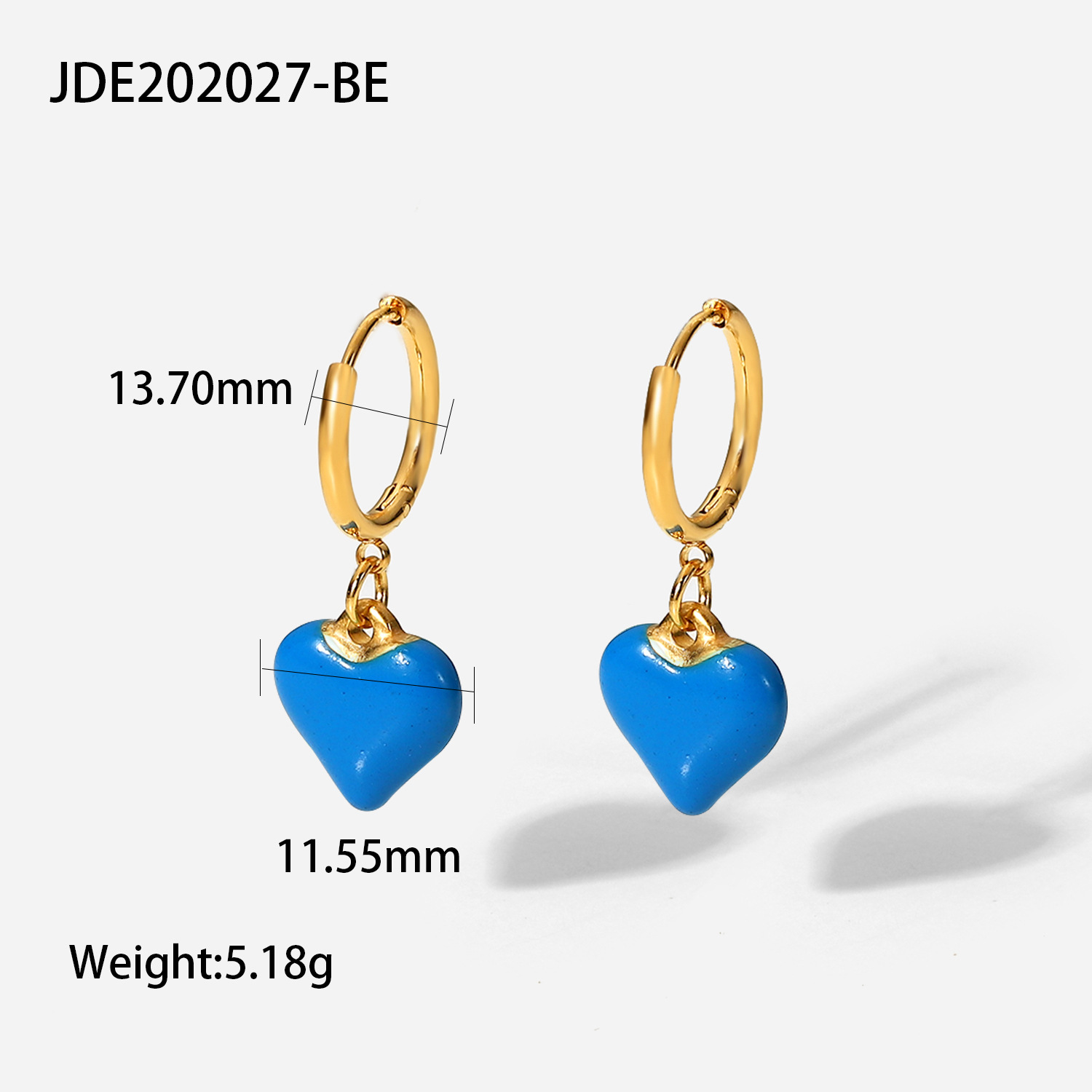 18K Gold Stainless Steel Earrings Drop Oil Heart Pendant Earringspicture2