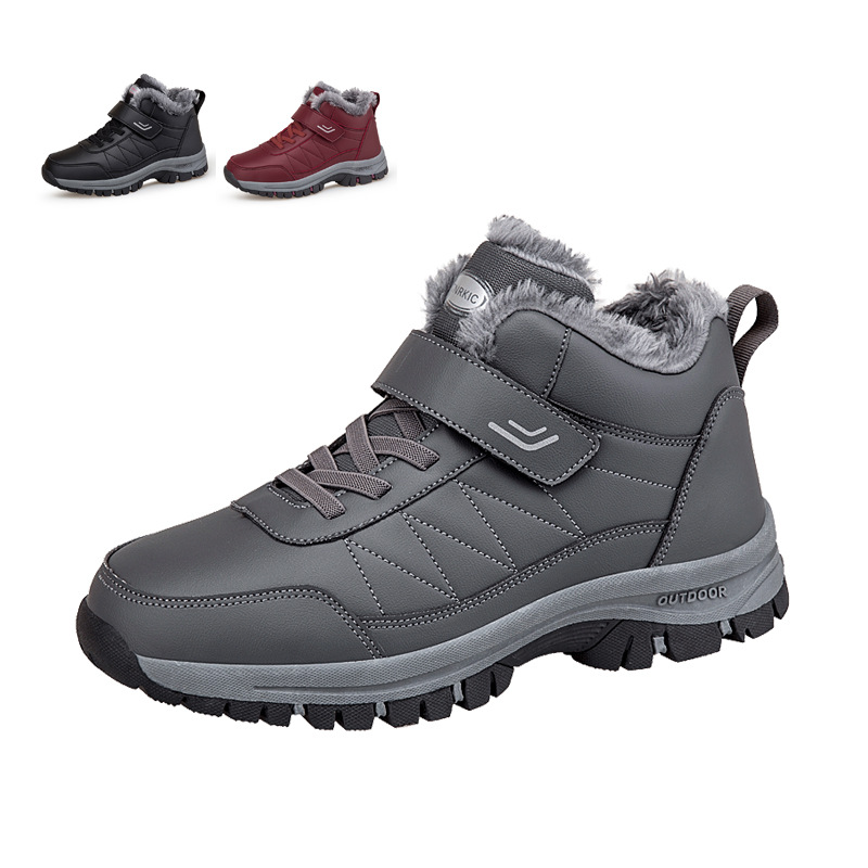 Women's Shoes old men's middle aged mother's winter leather high top cotton shoes sports walking shoes women's Northeast large cotton snow boots_voghion.com