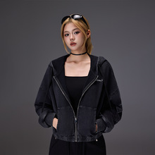 拓谷潮牌做旧拉链卫衣外套秋季新款宽松短款长袖上衣连帽外套女装