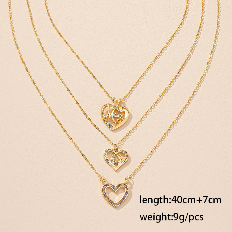 Diamond-encrusted Heart Necklace Female Niche Design Light Luxury Letter Sweater Chain display picture 1
