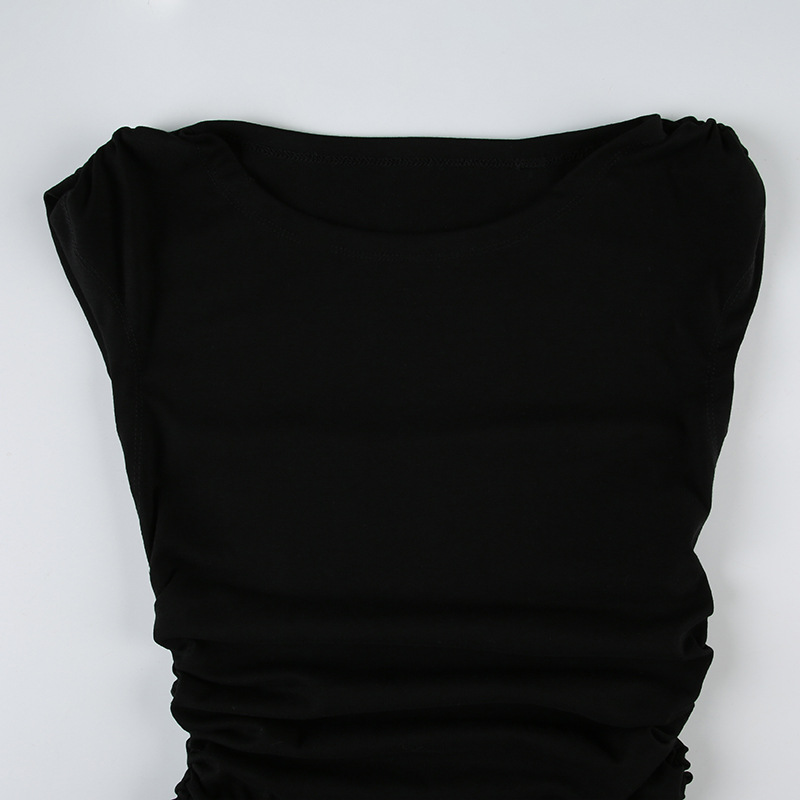 Sexy Drawstring Lace Pleated Waist Tight Slimming Irregular Asymmetric Dress Multiple Wear off the Shoulder Slim Fit