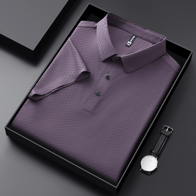 Polo da uomo a maniche corte camicia casual con colletto_voghion.com