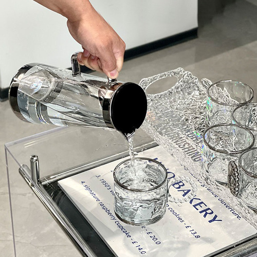 Light luxury glass pot living room water cup set water ripple high appearance cold kettle high appearance cold kettle water set wholesale