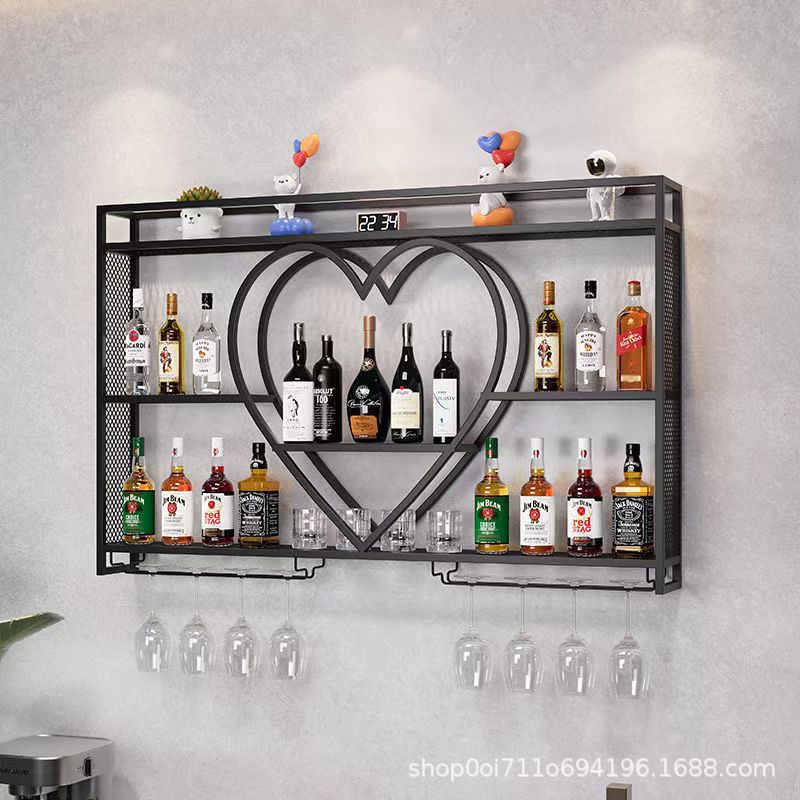 Bar Counter Iron Wine Cabinet Wall-mounted Wine Rack Wine Cabinet Household Small Living Room Bar Dining Room Suspended Wall Cabinet