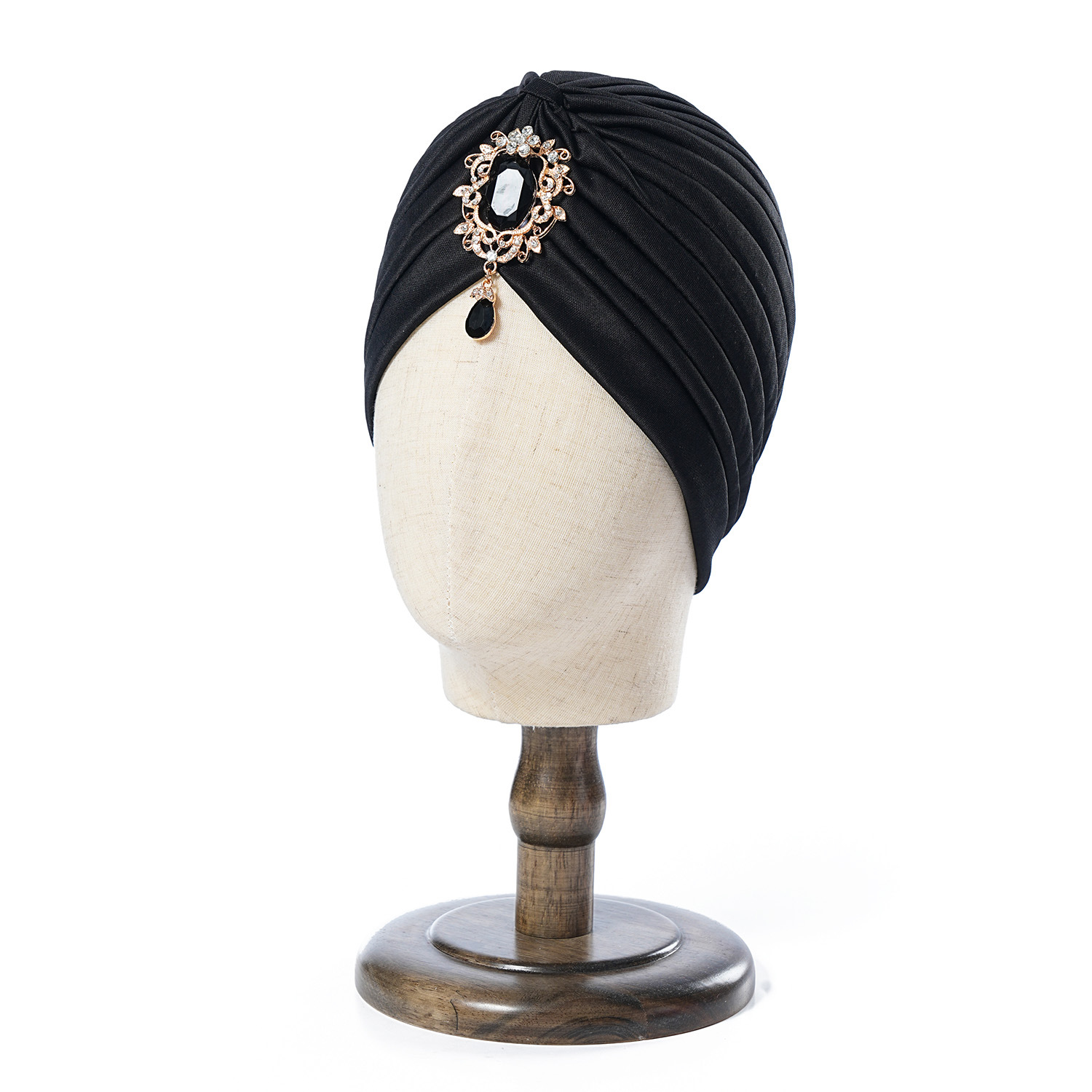 Muslim hat Alloy hanging diamond accessories Ruffled Indian Hat Solid color ethnic baotu hat Bohemian vintage hat_voghion.com