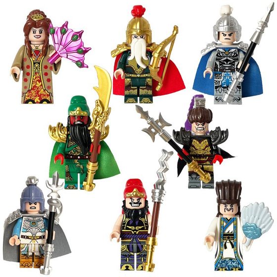 Three Kingdoms Minifigure Lu Bu Mink Cicada Boy Educational Assembly Toy Kidsren Liu Peng Guan Yu Villain Compatible with Lego Ornaments