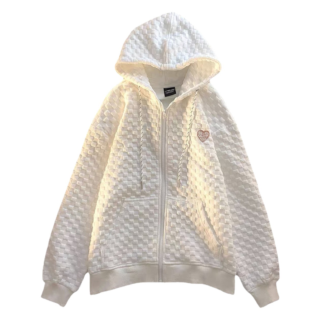 Sudadera con capucha tipo waffle para mujer, nuevo diseño otoño 2026, estilo universitario informal, cárdigan con cremallera.