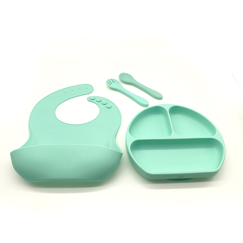 Complemento alimenticio transfronterizo para niños, plato de silicona, plato de suplemento alimenticio para bebés, plato de comida sonriente de seis piezas, vajilla para alimentación maternoinfantil al por mayor