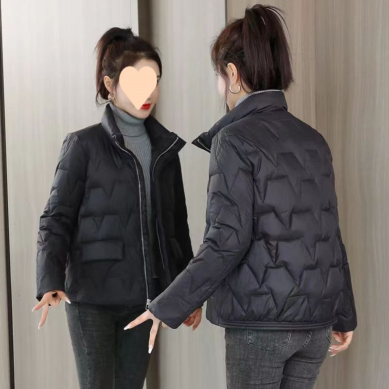 新款短款女修身韓版純色外套修身修身青年小棉襖休閒冬季羽絨棉衣