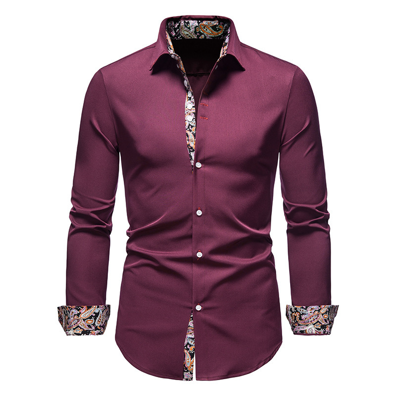 Men's Solid Color Patchwork Blouse Men's Clothing display picture 4