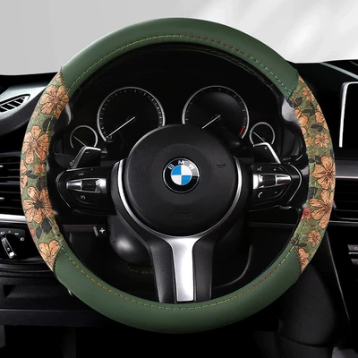 2024 new cork printed nappa: Steering wheel cover