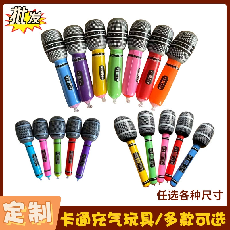 Надувные микрофоны-муляжи, сценические реквизиты, 25 надувных микрофонов из ПВХ, надувные музыкальные инструменты, оптом