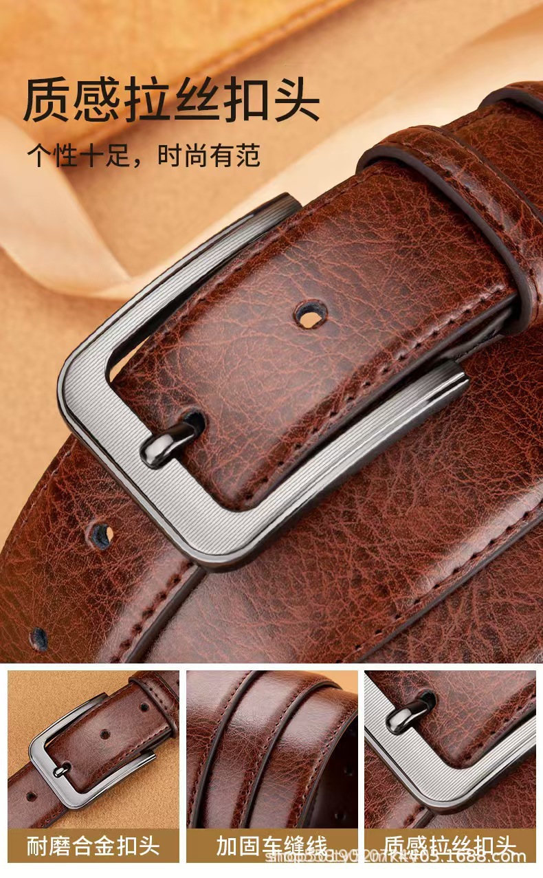 Amazon Cross-Border Men's Pin Buckle Belt Men's Belt Wide Belt Trouser Belt for Young and Middle-Aged Men Dropshipping