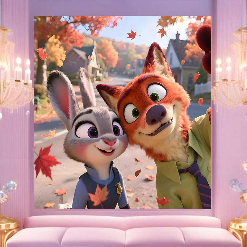 20 * 20 Crazy Zoo City pintura digital a mano diy dibujos animados pintura a mano Judith Decoration