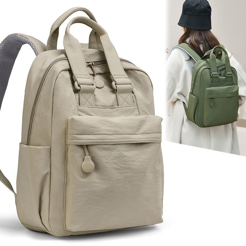 Cross-Border Women's 2025 New Fashion Solid Color Versatile Travel and Commuting Large Capacity Backpack Lightweight School Bag Double Shoulder Bag