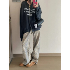 南油女装高版本ACN家2025秋季新款水洗做旧男女同款卫衣拉链外套