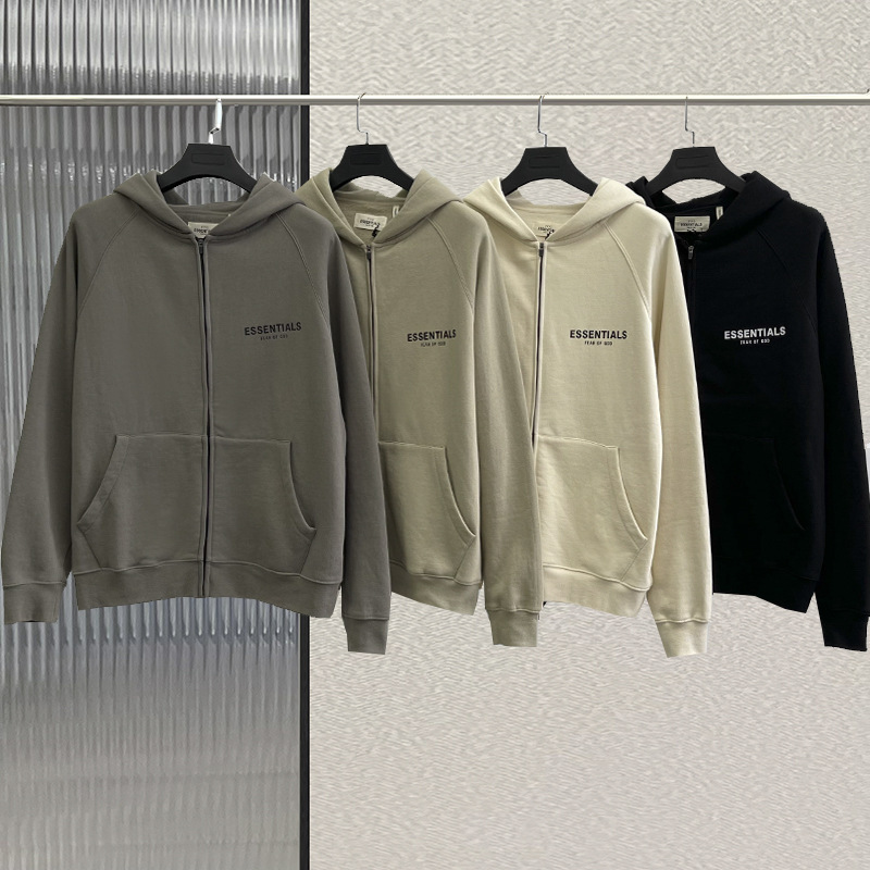 Autumn and Winter Jacket Fog Essentials High Street Loose American Style Essentials Hooded Zip-Up Sweatshirt Men's Hoodie