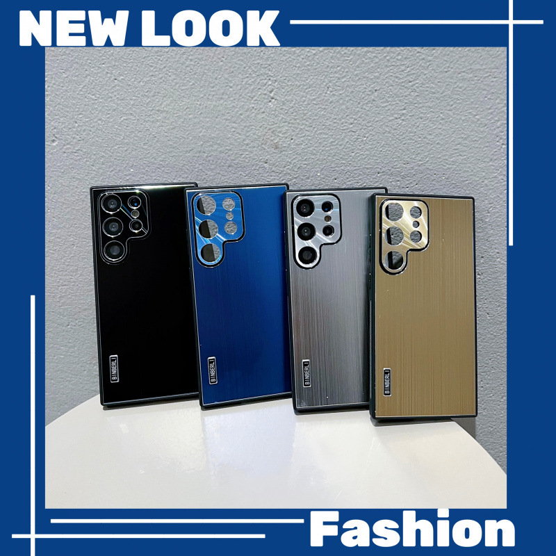 Suitable for Samsung S23Ultra Mobile Phone Case Metal Back Panel Ultra-Thin Anti-Fall S23+ High-End Luxury Soft Edge Hard Shell Protection