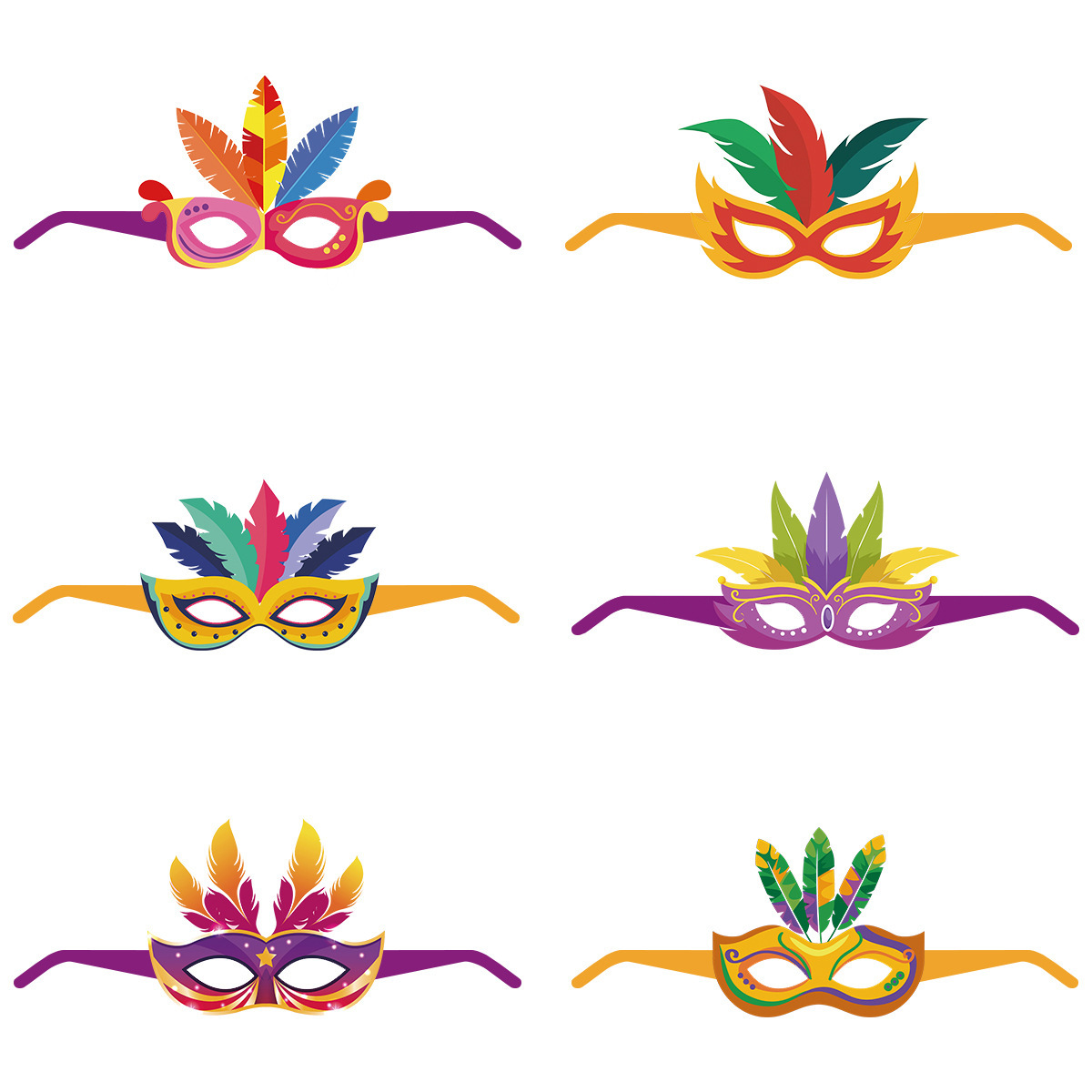 Glam Colorful Paper Party Party Mask display picture 2