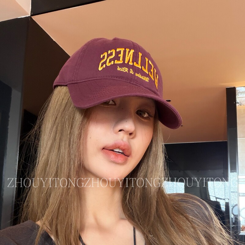 【Letter Embroidered Baseball Cap】Zhou Yitong's niche fashionable casual everyday versatile face-slimming embroidered baseball cap