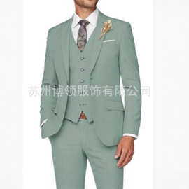 亚马逊男士西装套装休闲商务西服修身结婚礼服三件套宴会伴郎礼服