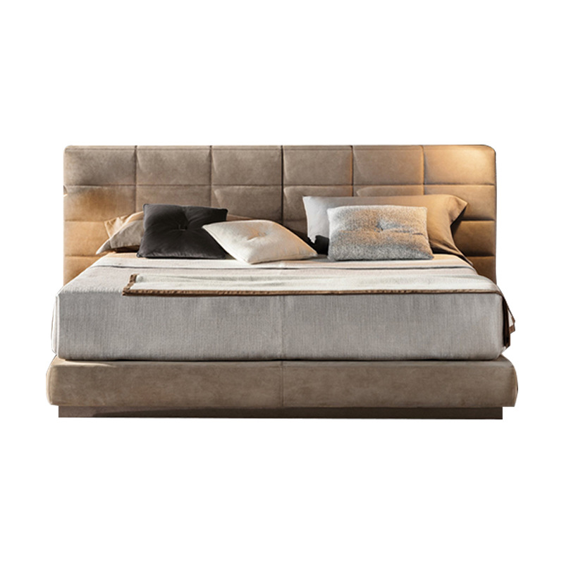 Italia minimalista Lawrence cama de tela esmaltada dormitorio villa de diseño gran piso plano viento crema 1.8 cama de matrimonio doble image 6