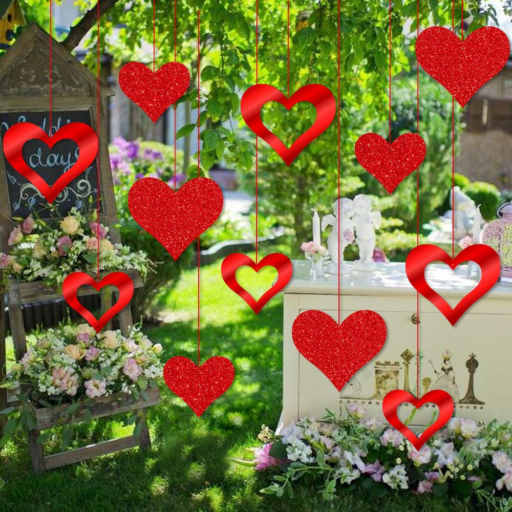 Transfronterizo nuevo día de San Valentín decoración amor colgante día de San Valentín propuesta de matrimonio colgante en forma de corazón atmósfera diseño props