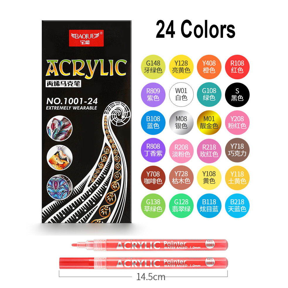 Amazon caliente-Venta de marcador acrílico marcador a base de agua modelo de pluma de acuarela de cerámica para colorear pluma de acrílico de la válvula