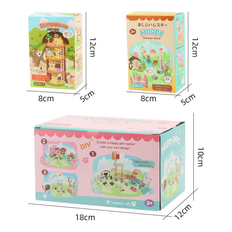Juego de escenas de juguetes para mascotas para niños, decoración, juego de caja de regalo de juguetes para niños y niñas, venta directa de fábrica al por mayor
