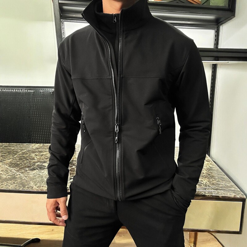 2026 New Men's Spring Jacket Minimalist Aesthetic Stand Collar Softshell Jacket Light Outdoor Double Zipper Solid Color Top