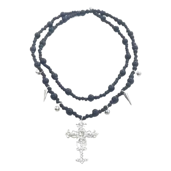 Beads crossing necklace