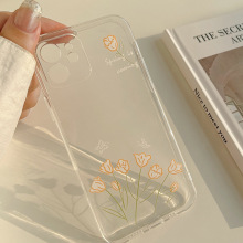 原创手绘花17pro max苹果14手机壳11硅胶16全包8p适用iphone15pro