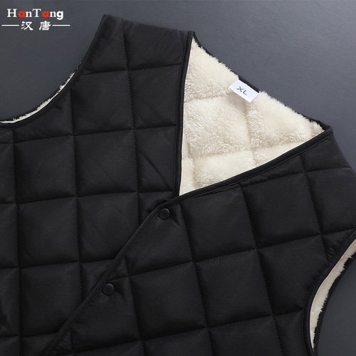 Men's winter leisure warm lined three-layer padded cotton vest