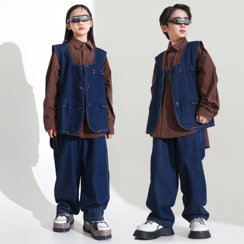 Girls' Jazz Dance Costume Cool Japanese Street Dance Performance Suit Set Children's Hip-Hop Hiphop Fashion Runway Stage Trendy