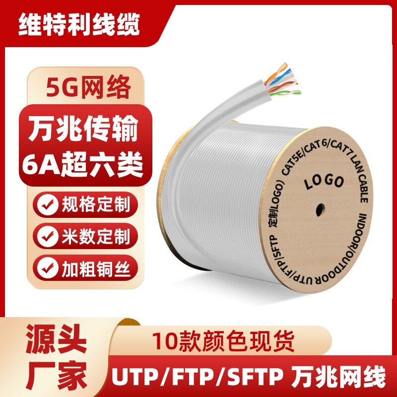 10 Gigabit Cat6A Super Category 6 Oxygen-Free Copper Shielded Network Cable for 5g Signal Engineering, Specialized Monitoring Wide-Width Network Cable Manufacturer