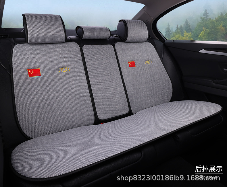 New Car Seat Cushion Made of Cotton and Linen, Suitable for All Seasons, Breathable, Non-Slip, Three-Piece Backrest Cushion, Available for Dropshipping