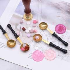 Antique Enamel Stamp Dedicated Wax Melting Spatula, Wood and Metal Spatula, Enamel Wax Heating Tool, Includes Melting Pot