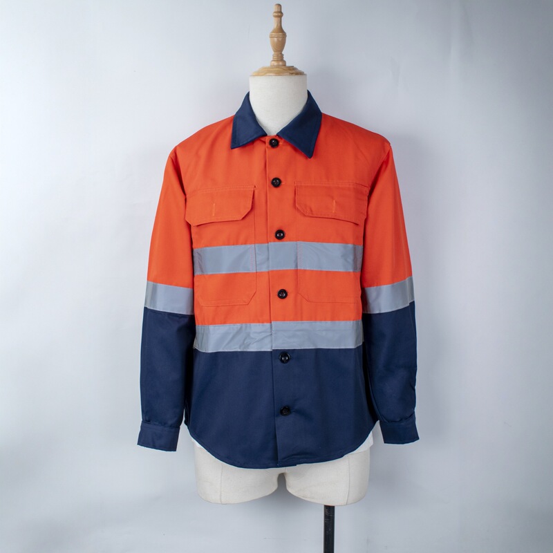 Polyester-Cotton Suit, Orange Wholesale Reflective Strip Shirt, Construction Site Workwear, Coal Mine Engineering Suit, Reflective Strip Shirt