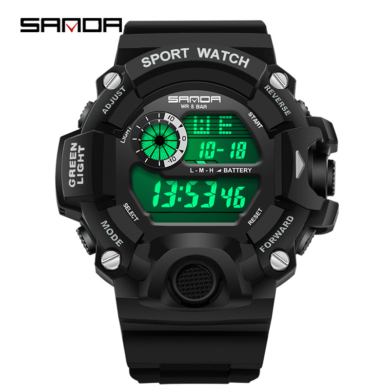 Sanda reloj electrónico de moda monoplaza multifunción reloj de estudiantes de secundaria impermeable reloj despertador reloj de deporte de luz nocturna