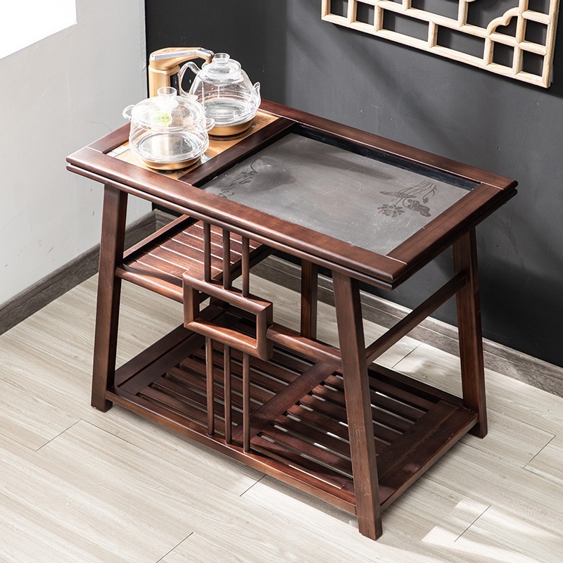 Carro de té de palo de rosa madera maciza ruedas móvil mesa de té hogar wujinshi mesa de té bandeja gabinete de té grande mesa de té de Kung Fu