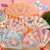 Cartoon children's handheld small plastic round fan for elementary school students